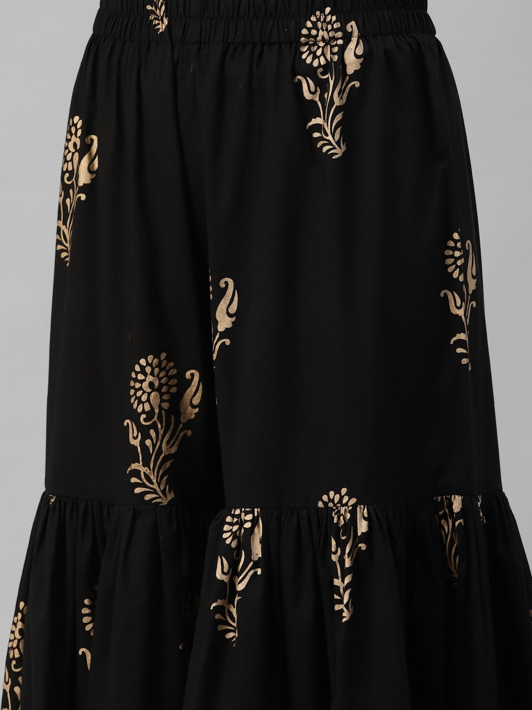 Glam Up Your Festive Look: Gotta Patti Black & Gold Kurta Sharara Set
