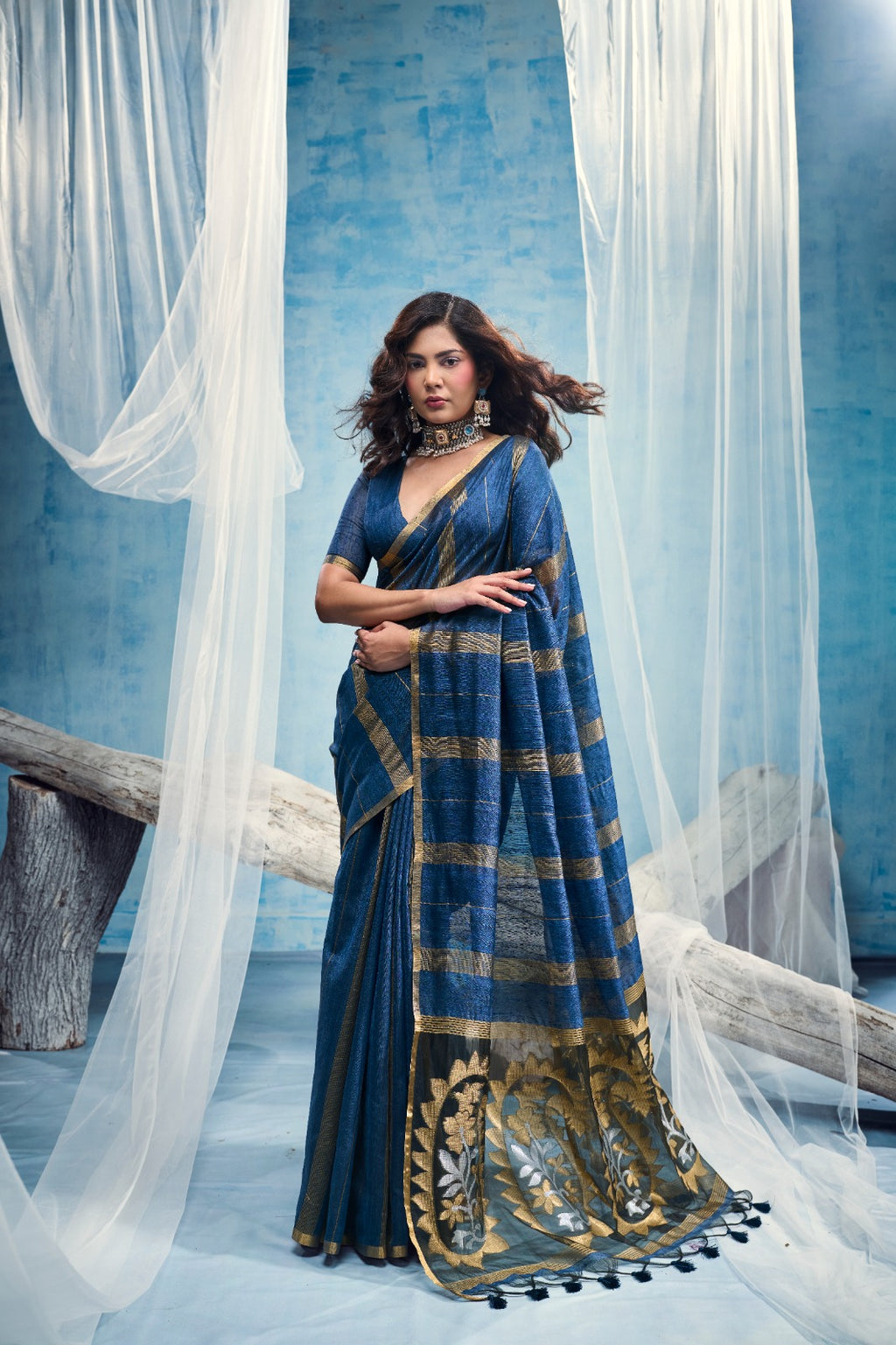 Premium Munga Cotton Handloom Saree with Matching Blouse
