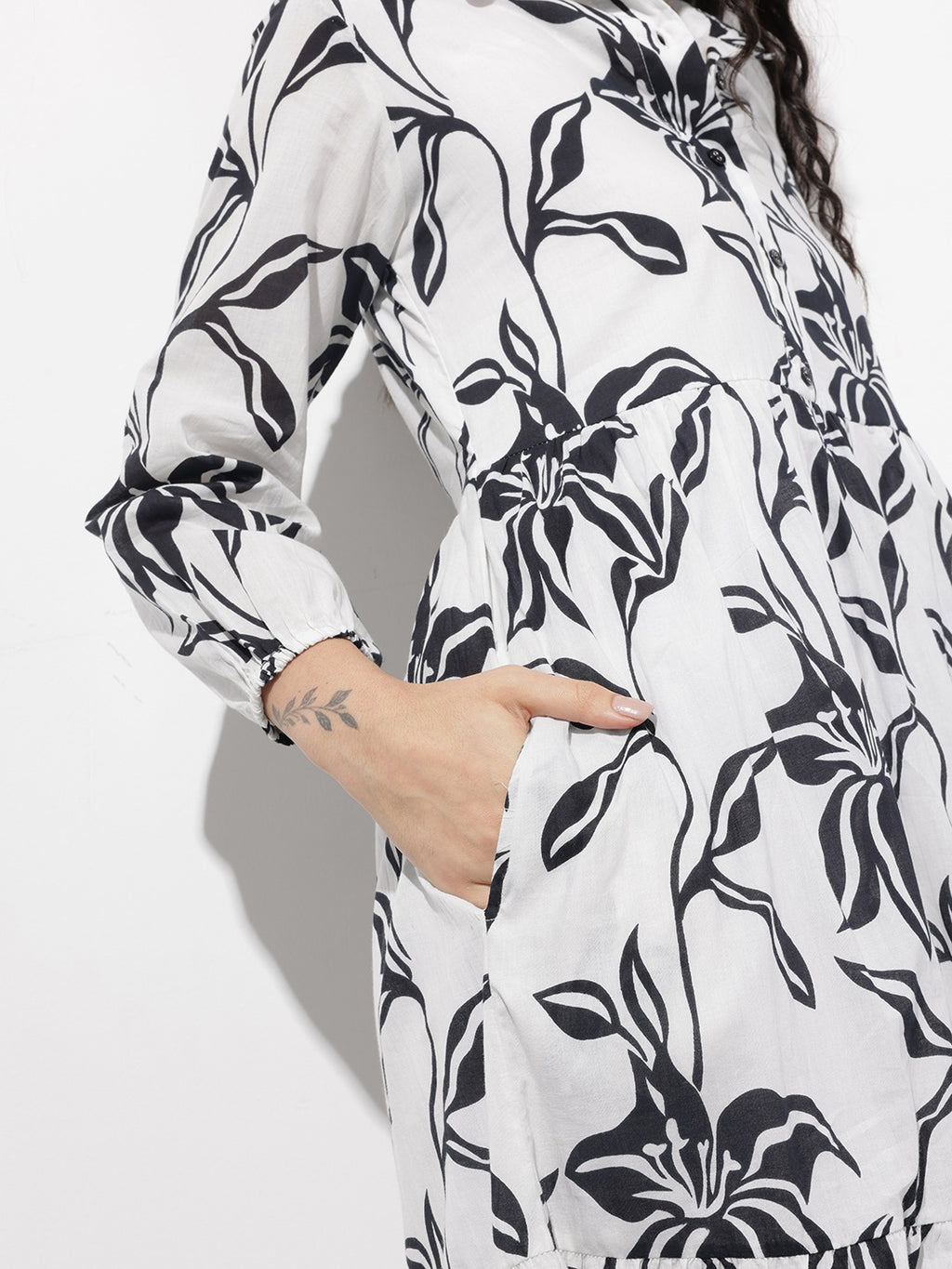 White Shirt Coller Mulmul Lining Cotton Dress