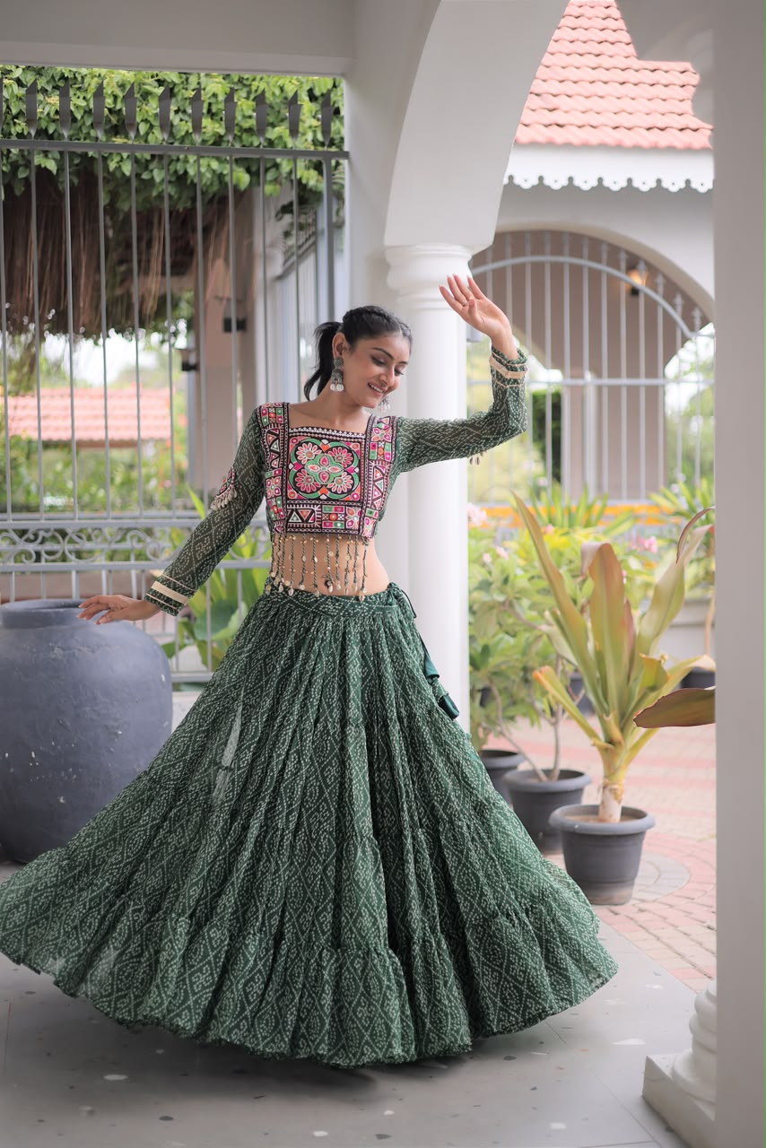 Full-Stitched Kutchi Patchwork Bandhani Lehenga Choli