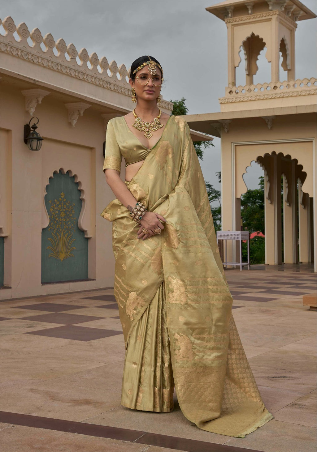 Luxe Satin Silk Jacquard Saree