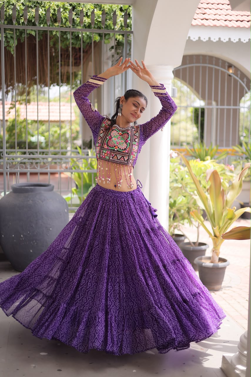Full-Stitched Kutchi Patchwork Bandhani Lehenga Choli