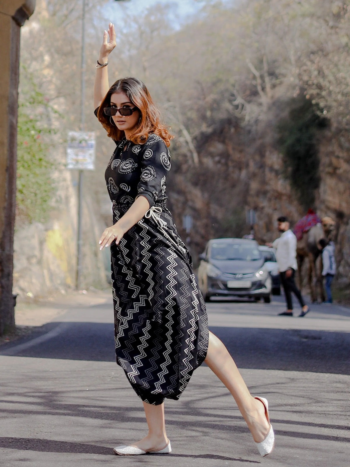 Black Dhoti Style Jumpsuit