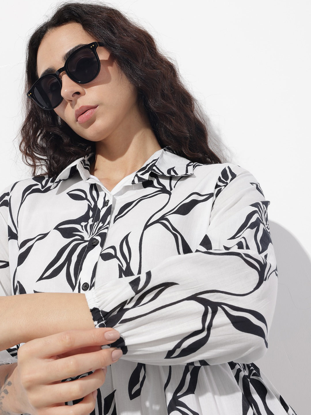 White Shirt Coller Mulmul Lining Cotton Dress