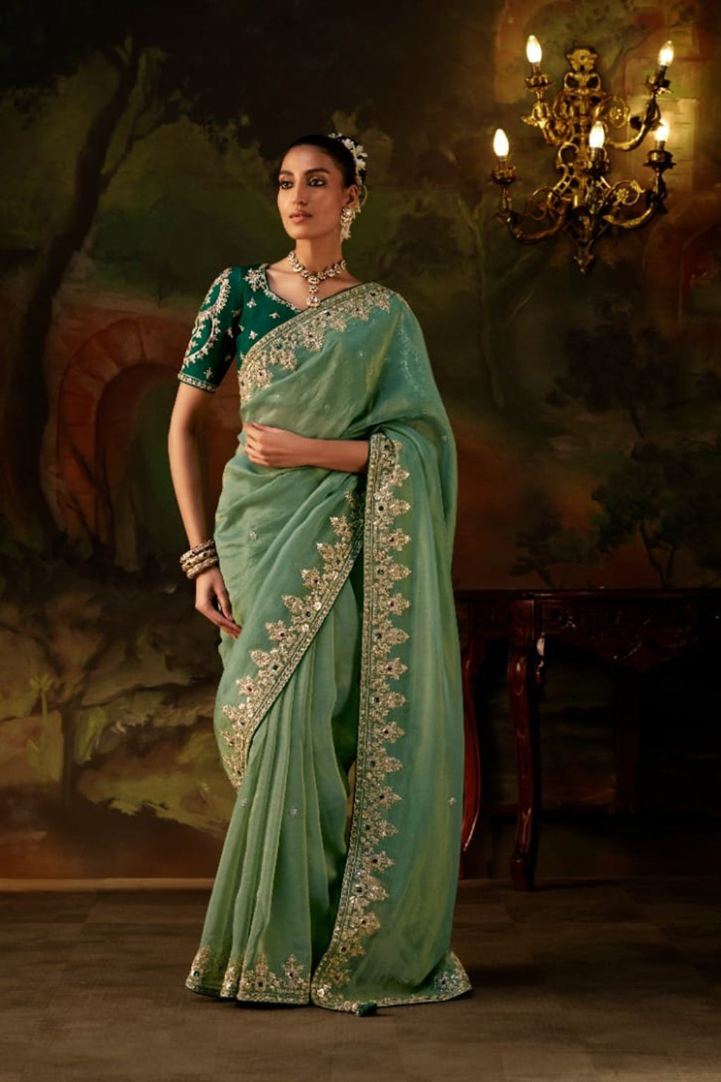 Exquisite Premium Viscose Zari Tissue Saree with Heavy Sequins & Embroidery