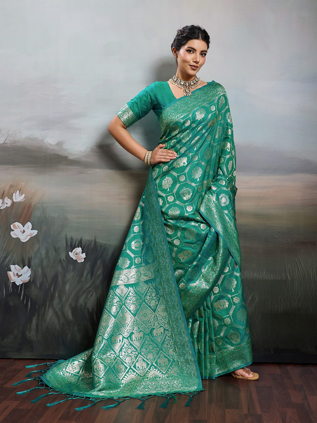 Shine in Pure Opulence: Elegant Silk Blend Sarees with Metallic Zari Weave