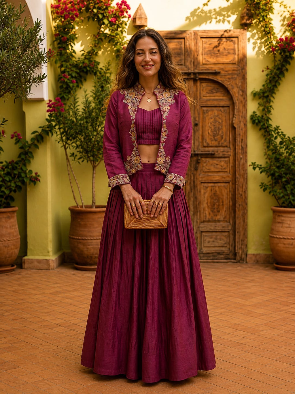 Festive Fusion Opulence: Premium Zazu Silk Embroidered Jacket Lehenga Set with 3-Meter Flair