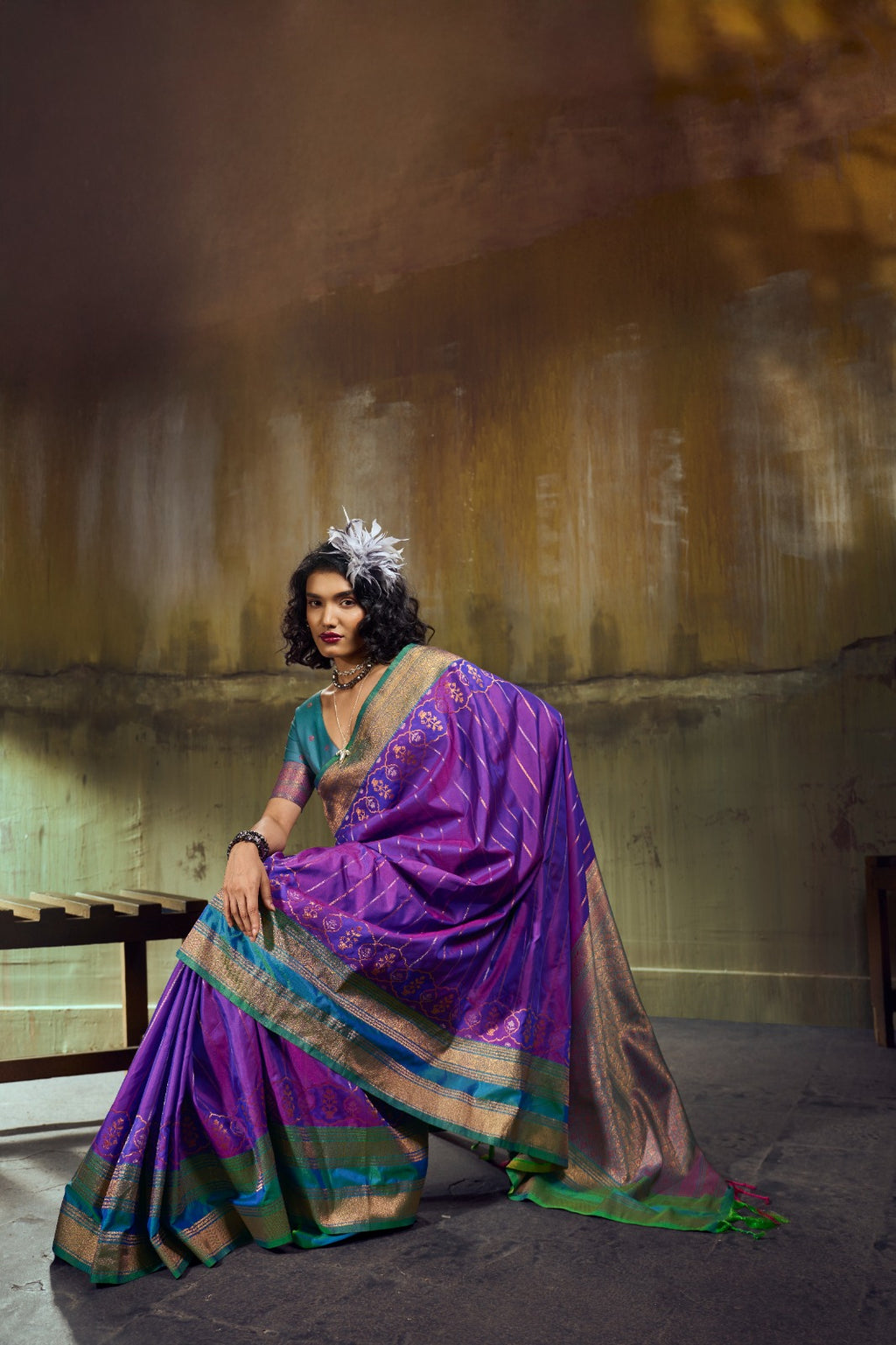 Premium Handloom Silk Saree with Pochampally Weave & Intricate Zari Pallu