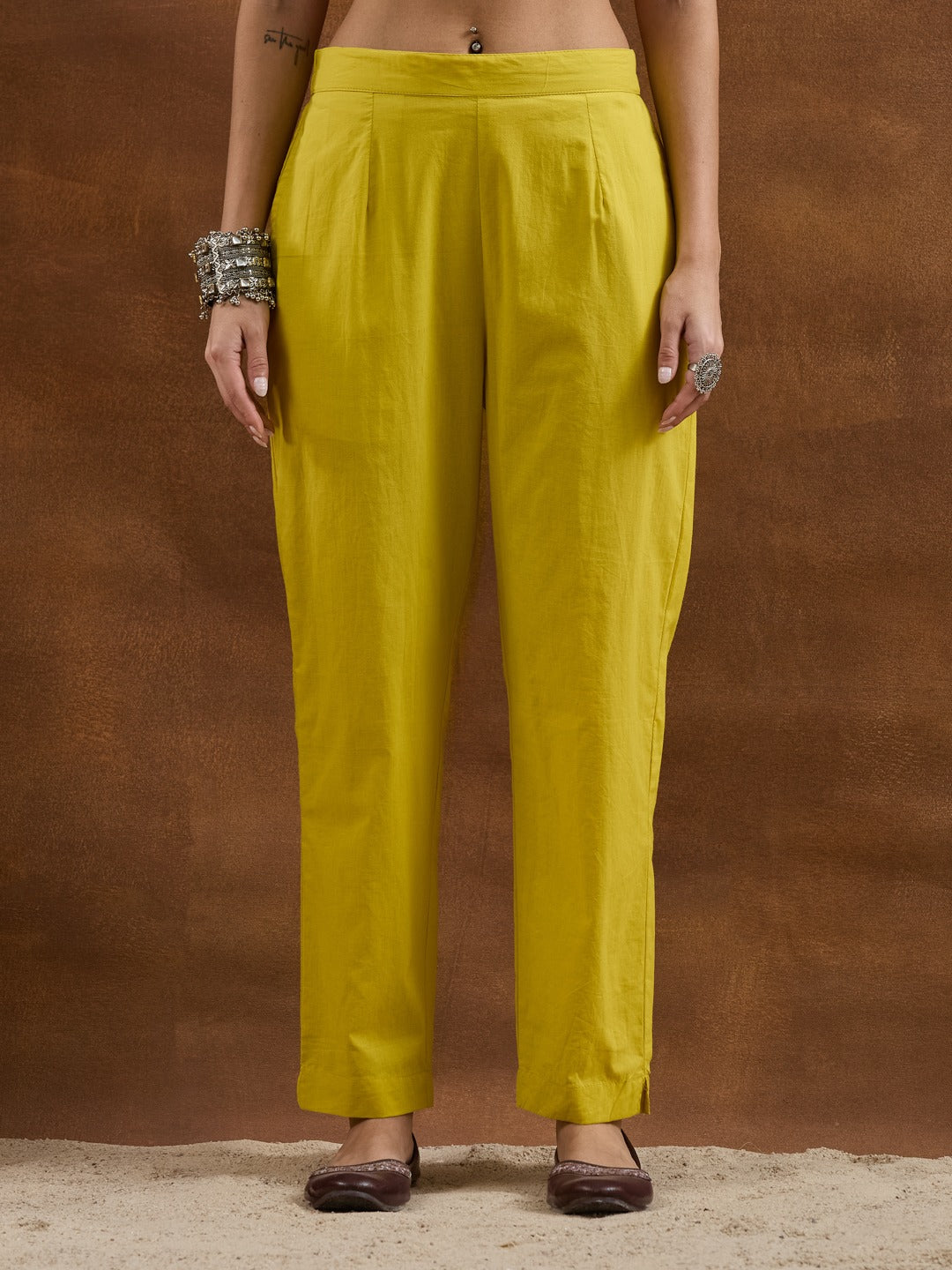 Mustard Yellow Flared Anarkali Set | Floral Thread Embroidery & Lace Detailing