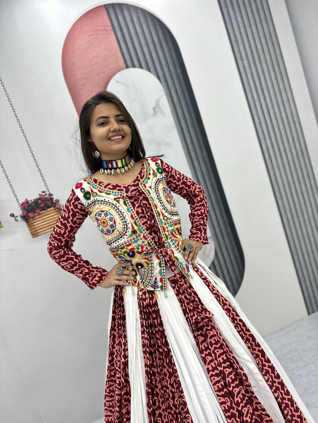 Navratri Special Pure Cotton Lehenga Choli – 6 Meter Big Flair with Traditional Gamathi Work