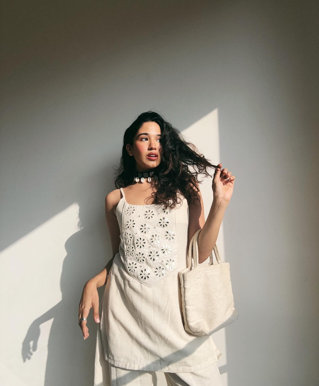 Shine in the Sun: Heavy Mirror-Work Cotton Flex Co-Ord Set
