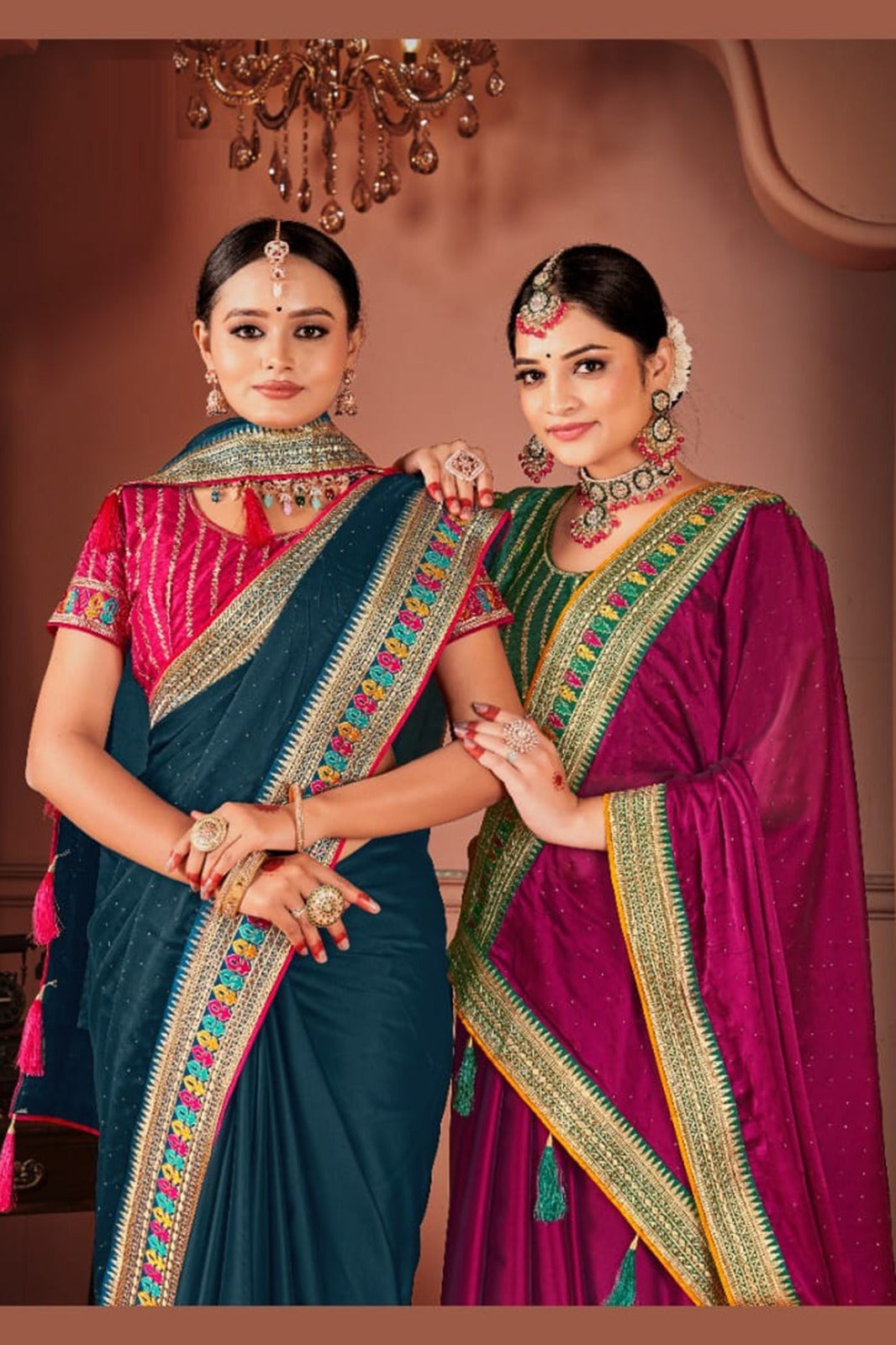 Rangoli Saree with Swarovski Crystal Border