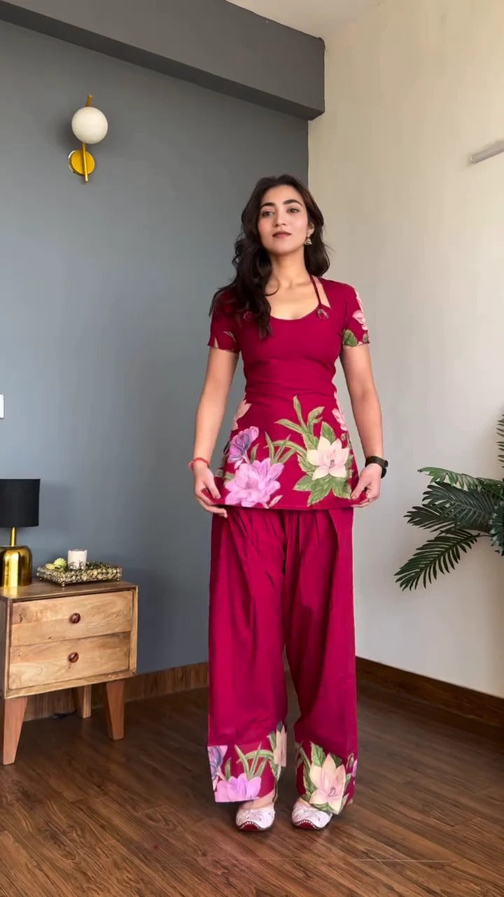 Flora Muslin Top & Palazzo Set – Effortless Elegance Meets Everyday Comfort
