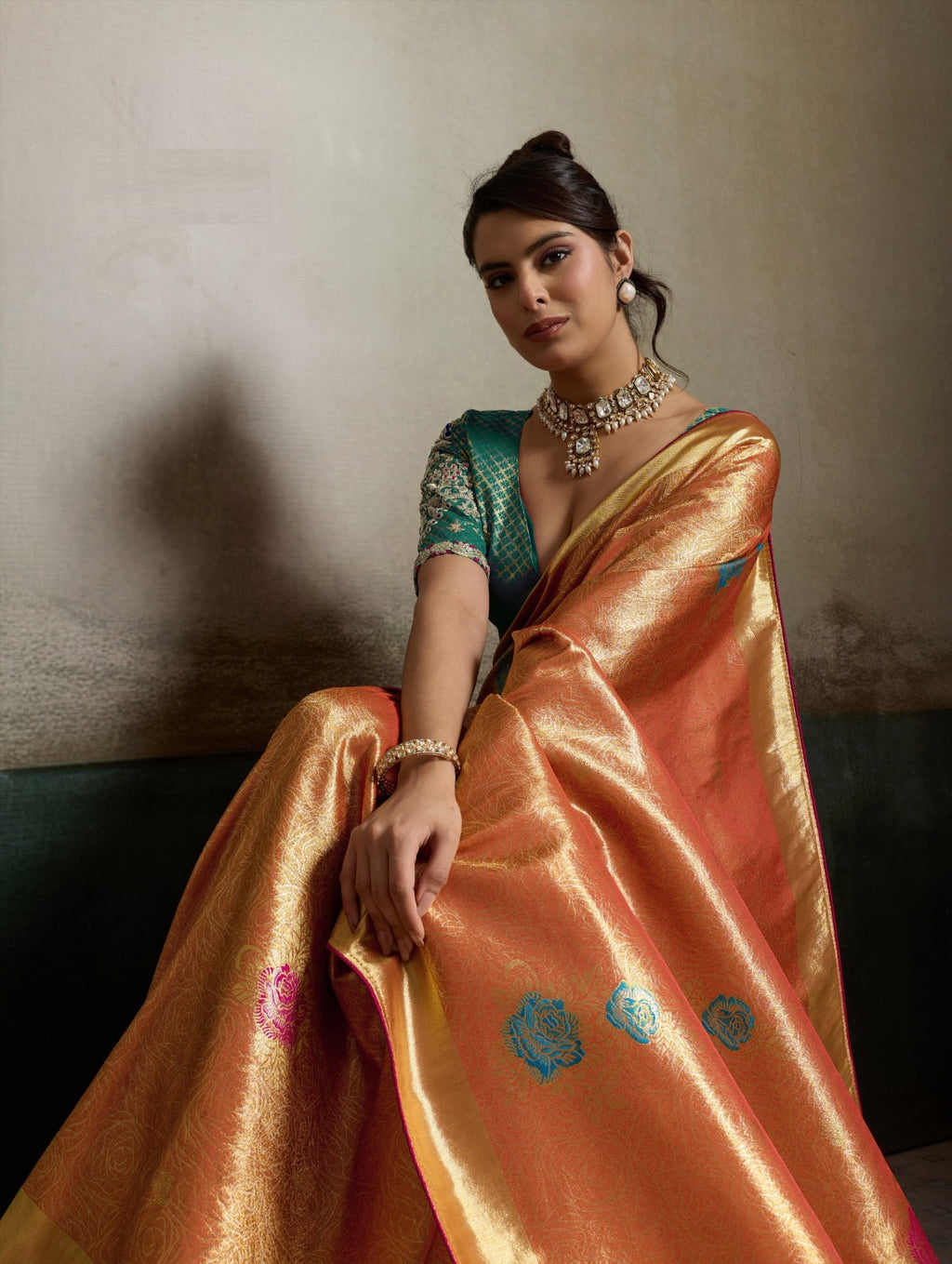 Tissue Banarasi Silk Jacquard Saree with Meenakari Art & Pita Zari Blouse