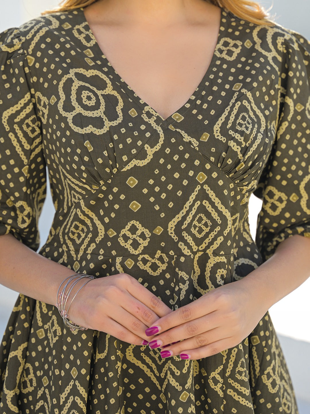 Olive Printed Dress