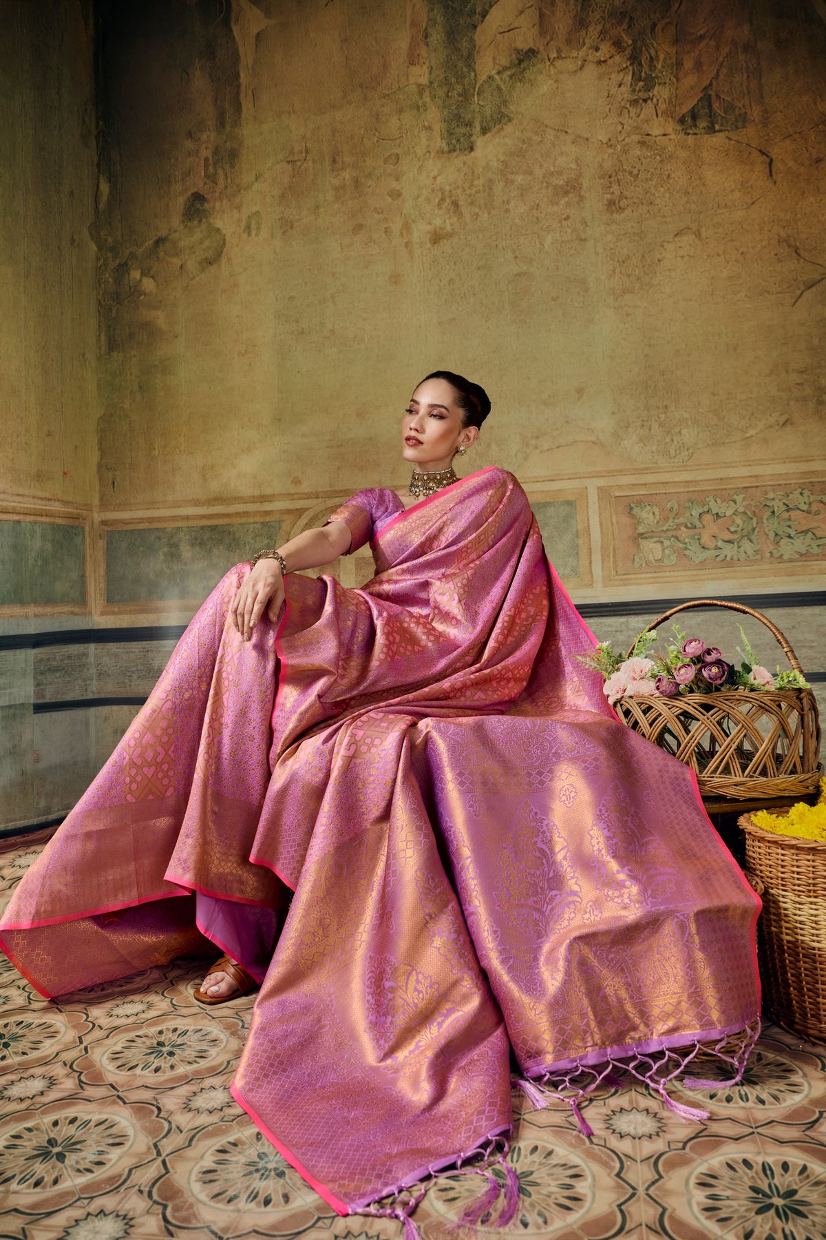 Handloom Silk Saree with Matching Silk Blouse | Festive & Partywear