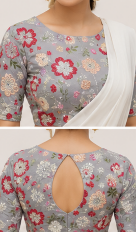 Elegant Daily Wear Saree – Soft Georgette Silk with Designer Floral Work Blouse