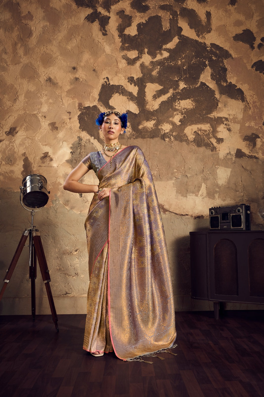 Ethereal Handloom Silk Saree with Intricate Weaving & Unstitched Blouse Piece