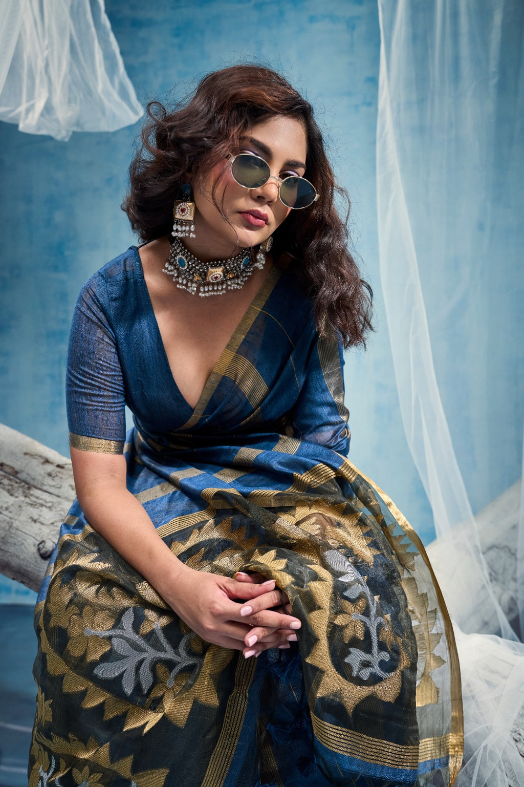 Premium Munga Cotton Handloom Saree with Matching Blouse
