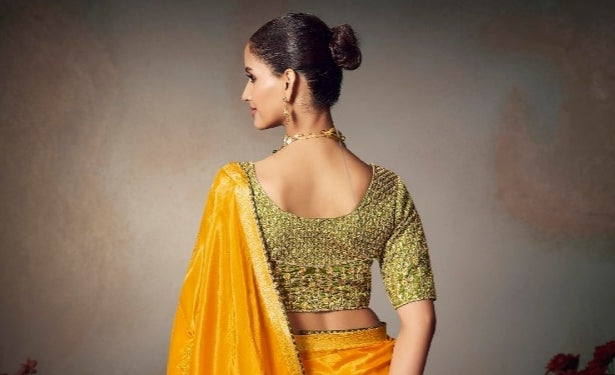 Chiniya Silk Saree with Designer Lace Border & Heavy Embroidered Silk Blouse