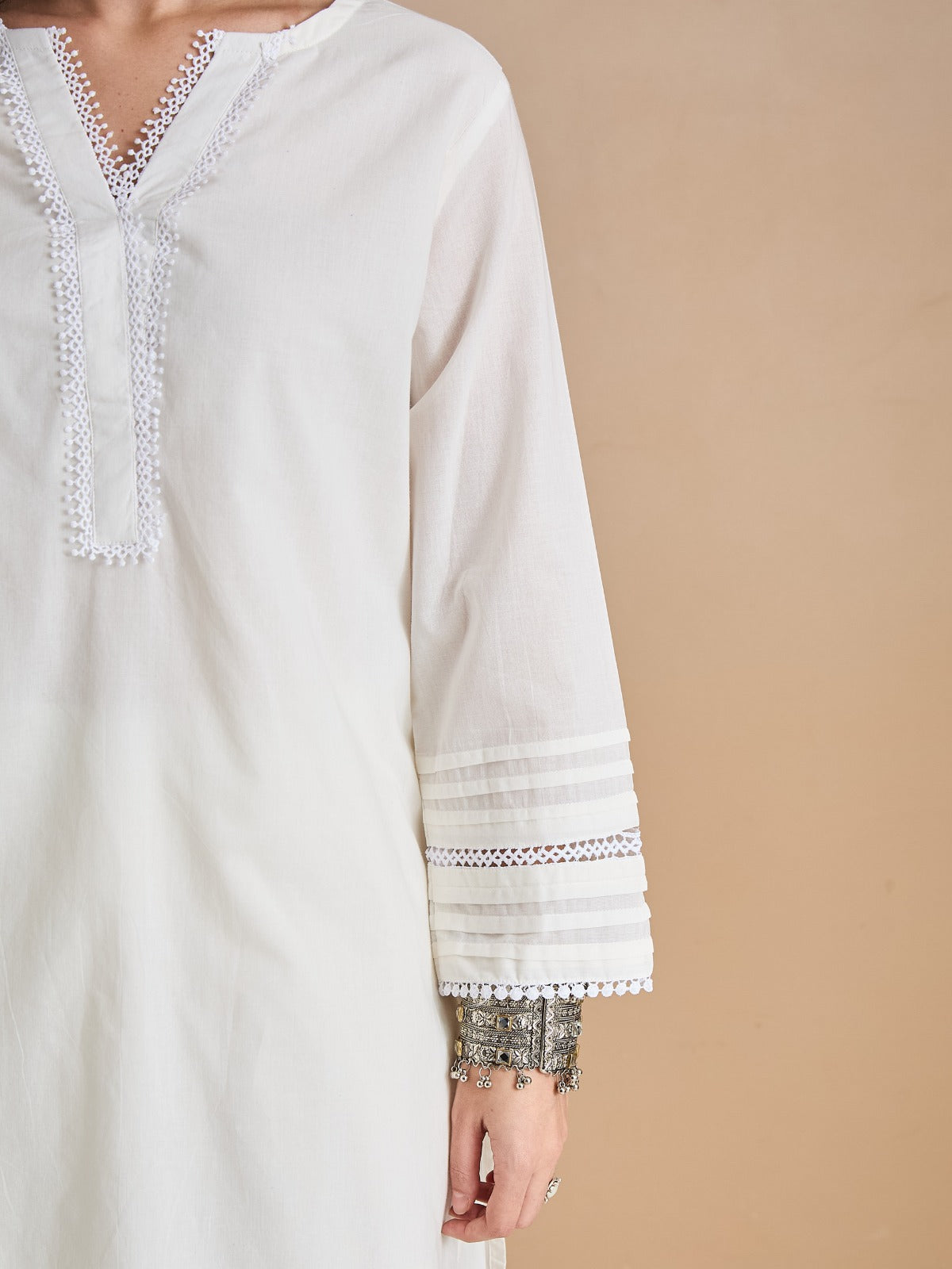 Pure Cotton Straight Fit White Kurti with Farshi Salwar