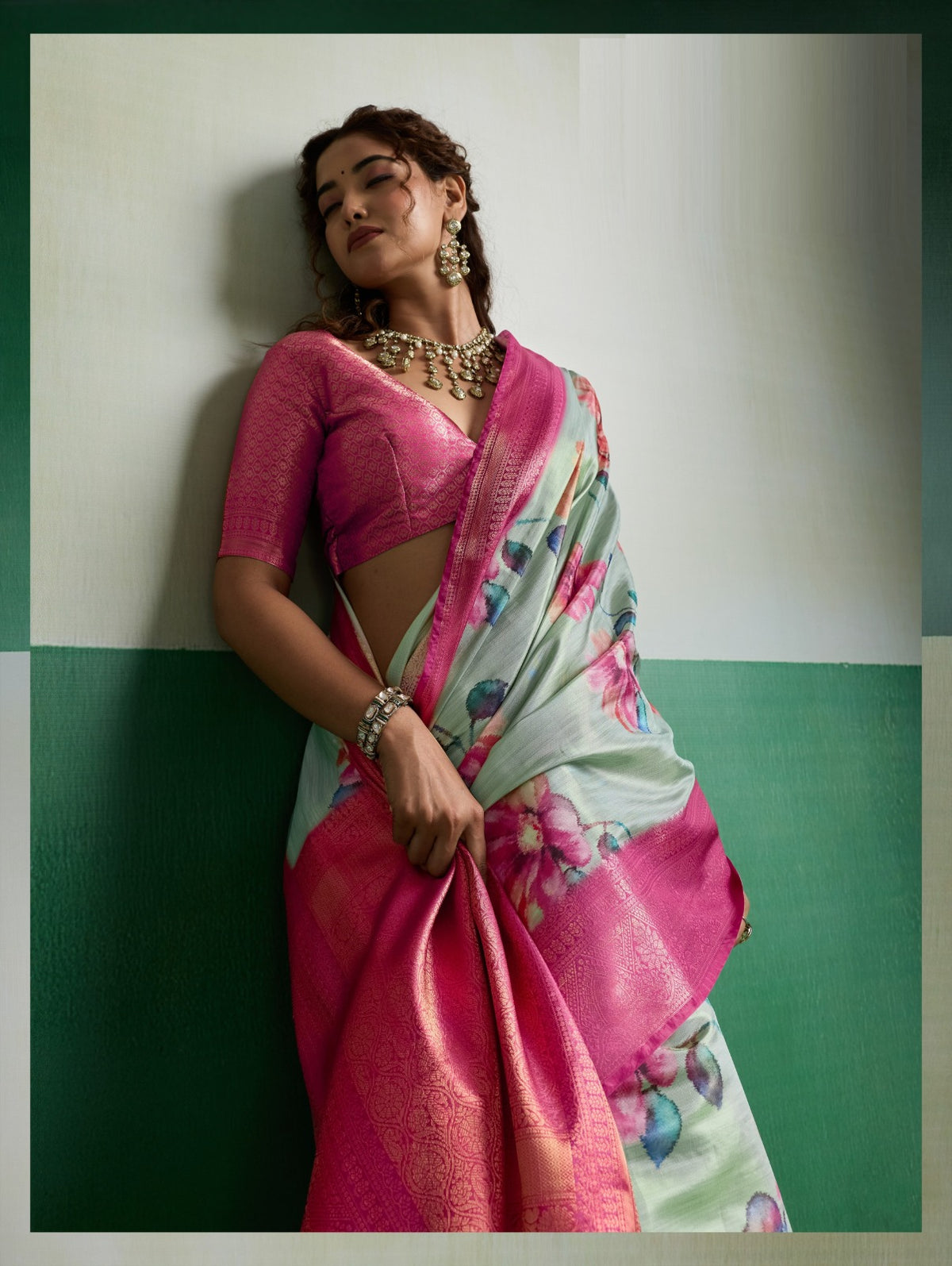Pure Kanjivaram Tissue Silk Saree with 3D Floral Digital Print