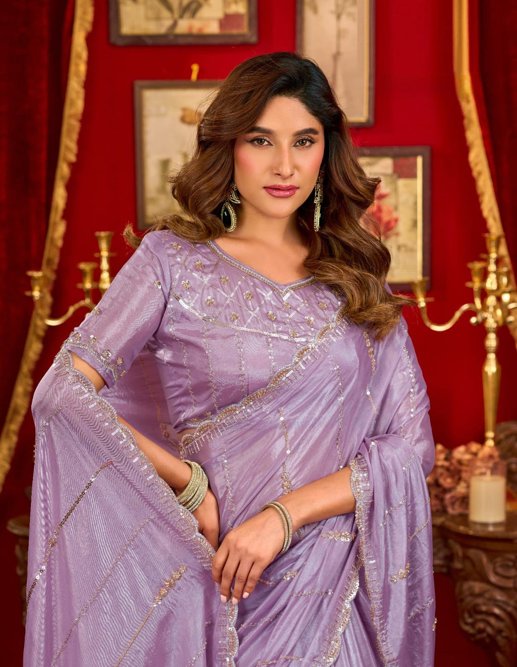 Pure Silk Saree: Luxurious Cut-Work & Sequin Elegance for Weddings & Festivities