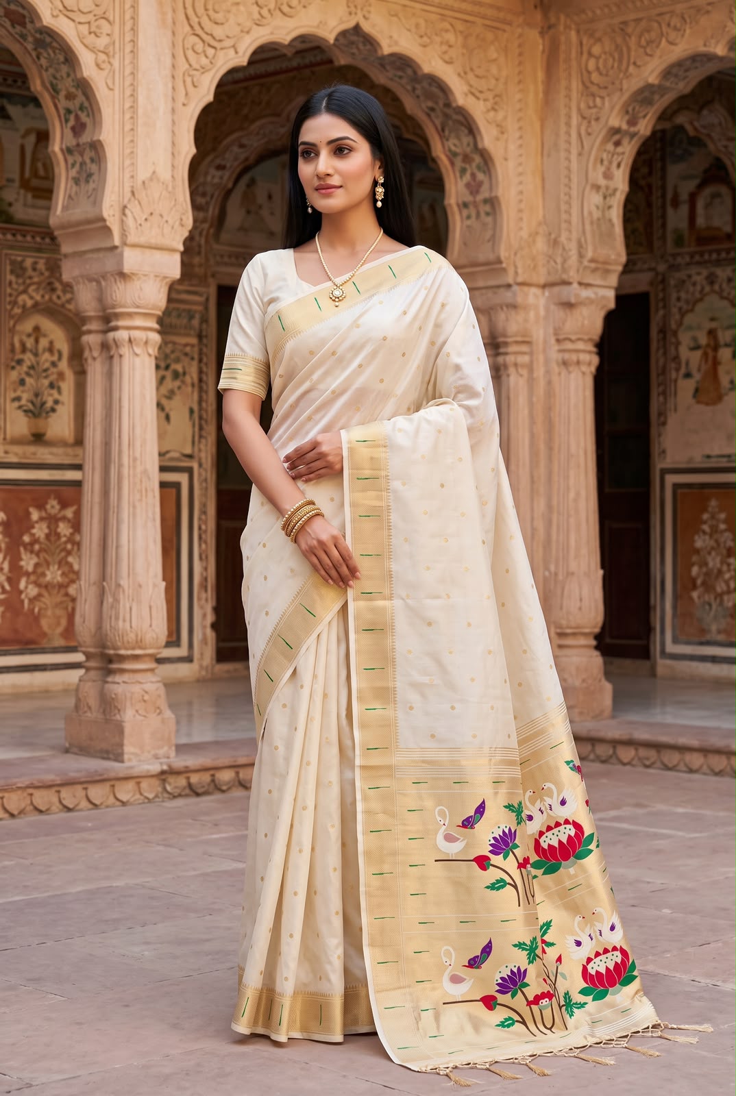 Timeless Royalty: The Muniya Paithani Soft Silk Saree