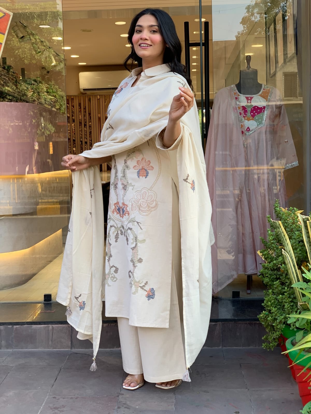 Premium Cotton Flex Embroidered Kurti Set – Elegant Summer Grace