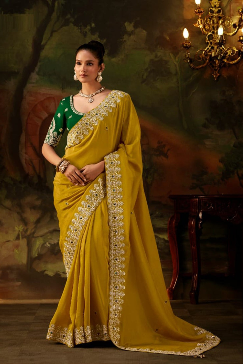 Exquisite Premium Viscose Zari Tissue Saree with Heavy Sequins & Embroidery