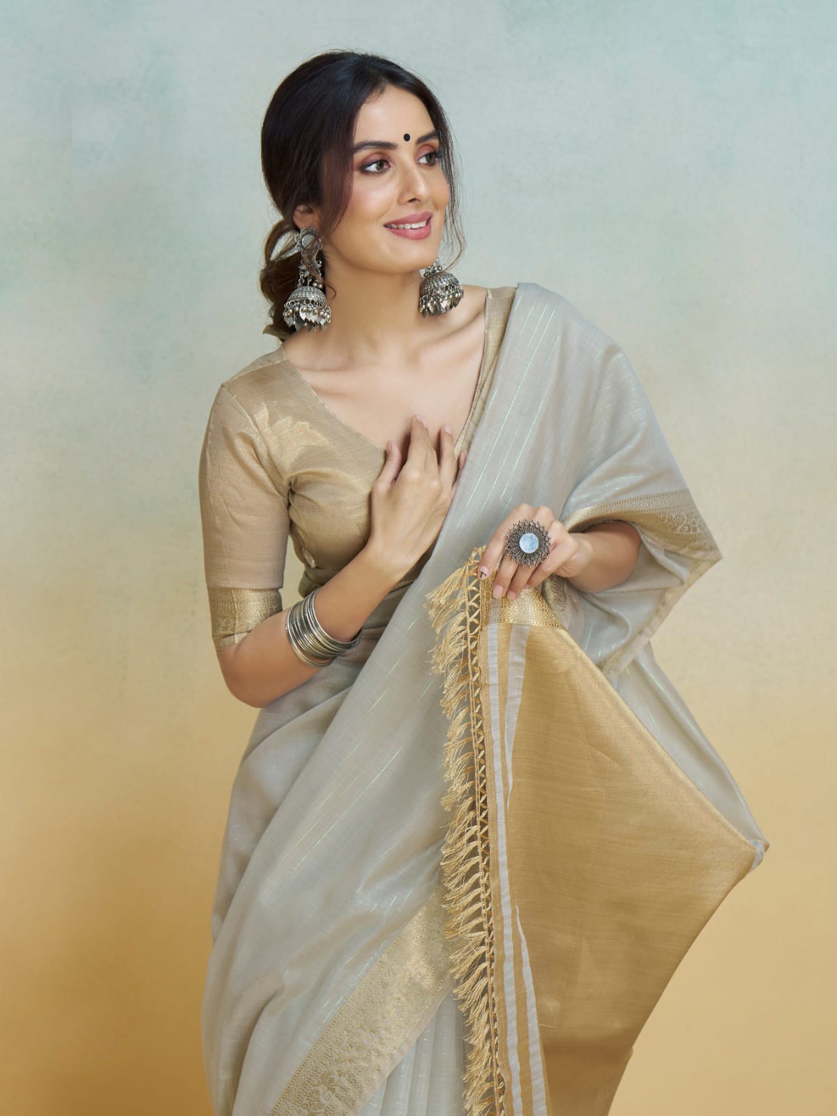 Shine Silk: Premium Handloom Khadi Silk Saree with Digital Prints