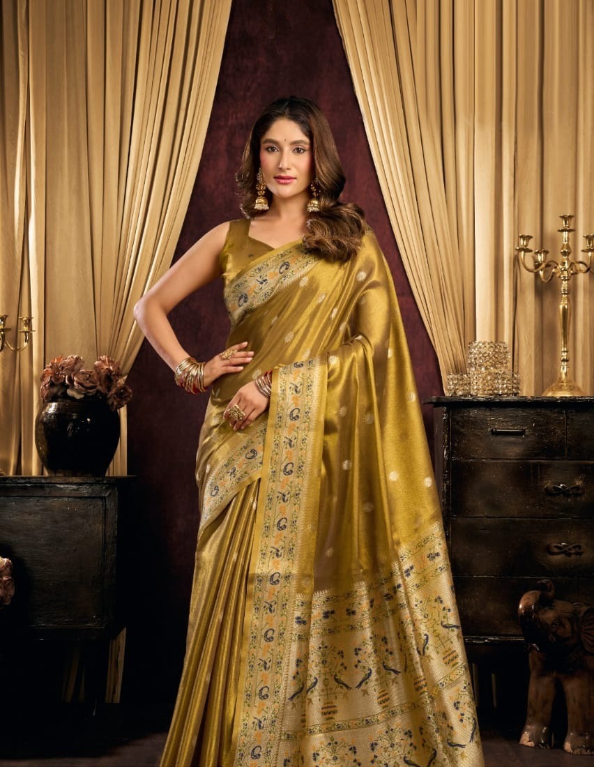 Glimmer in Heritage: Luxury Tissue Silk Sarees for Festive & Party Elegance
