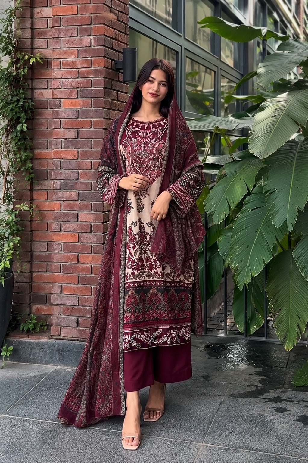 Printed Heavy Cotton Kurti Set with Sequin Embroidery | Ready to Wear