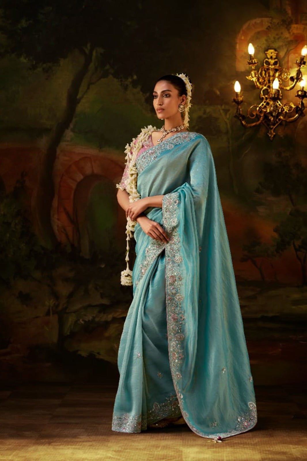 Exquisite Premium Viscose Zari Tissue Saree with Heavy Sequins & Embroidery