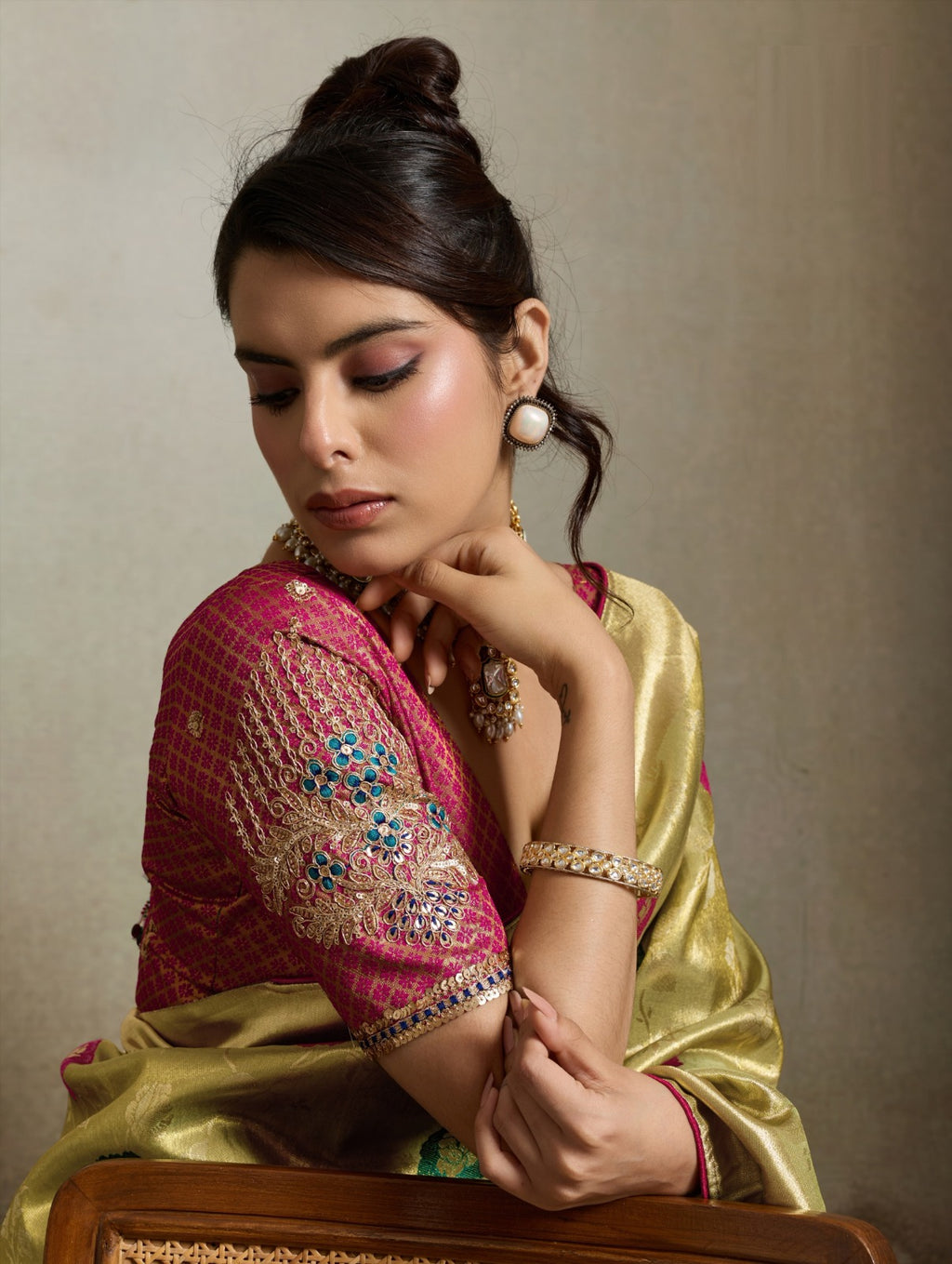 Tissue Banarasi Silk Jacquard Saree with Meenakari Art & Pita Zari Blouse