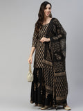 Glam Up Your Festive Look: Gotta Patti Black & Gold Kurta Sharara Set