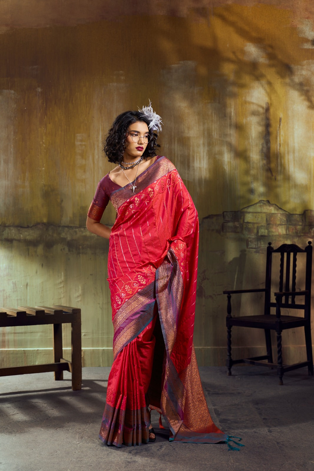 Premium Handloom Silk Saree with Pochampally Weave & Intricate Zari Pallu