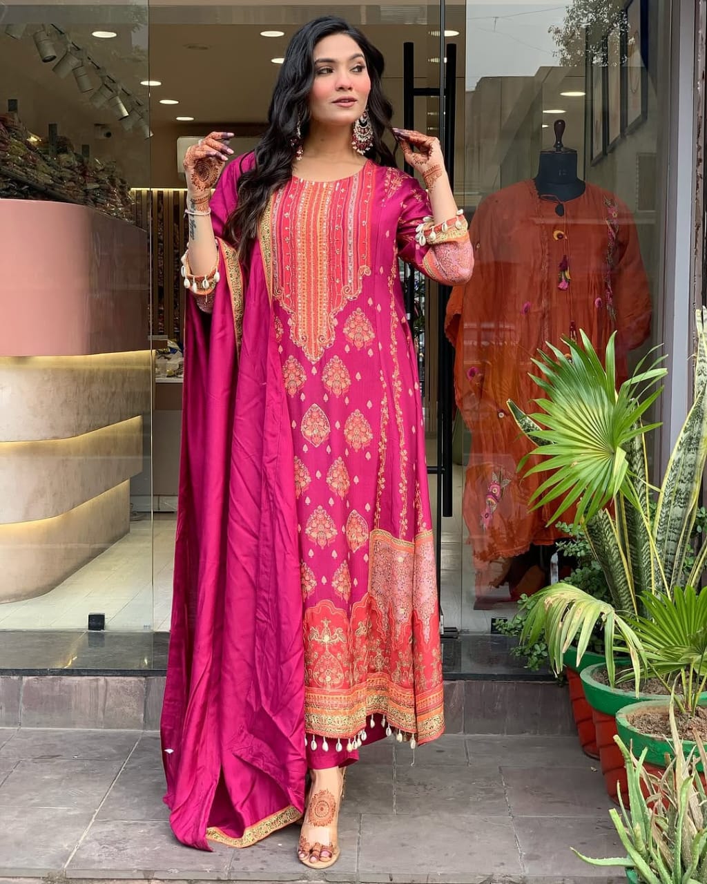 Reshmi Pink Hand-Embroidered Pure Diamond Silk 3-Piece Suit Set