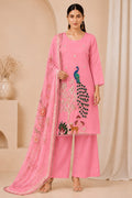 Heavy Embroidered Vichitra Silk 3-Piece Suit Set with Printed Dupatta