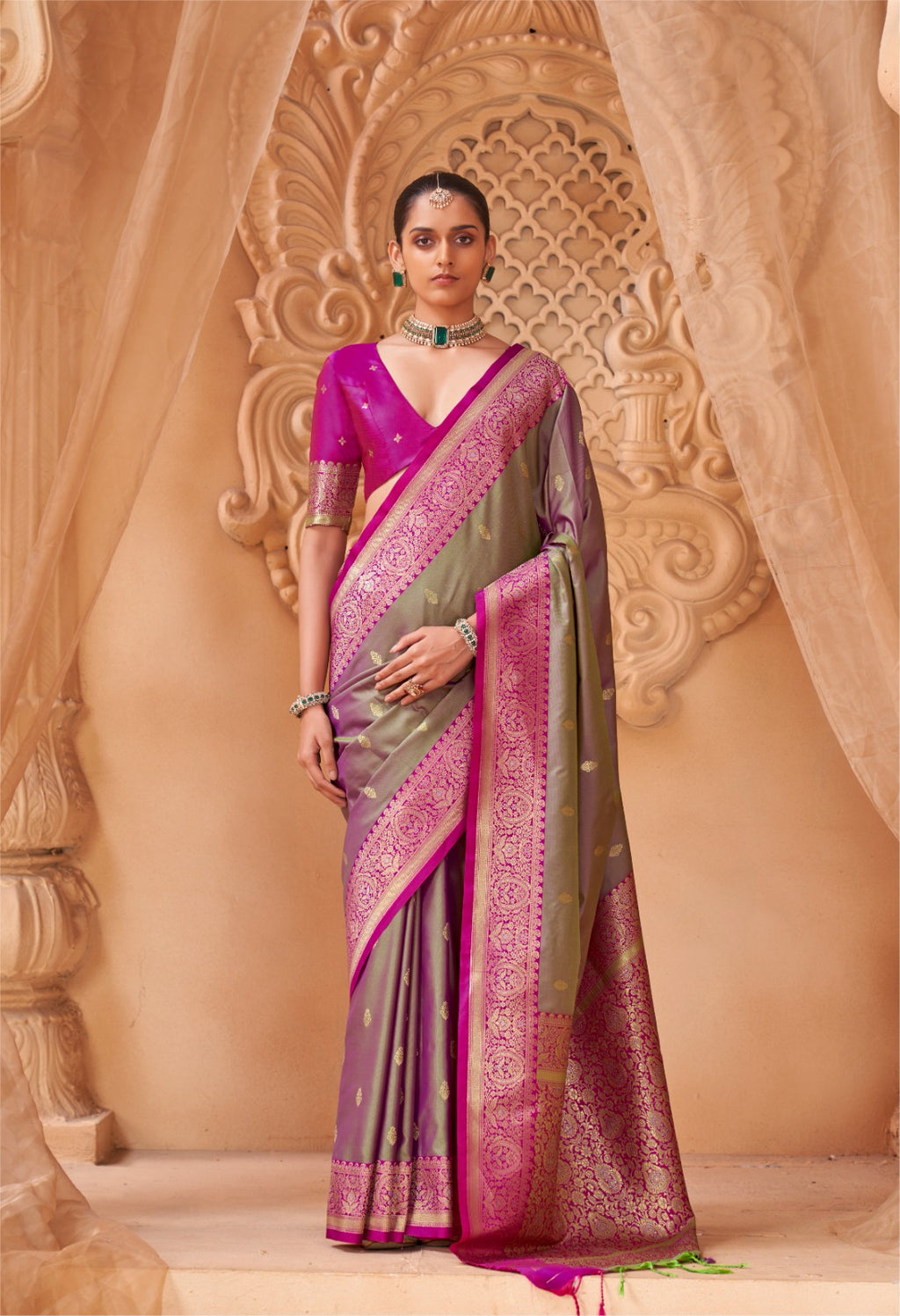 Opulent Festive Grace: Soft Silk Woven Banarasi Saree for Weddings