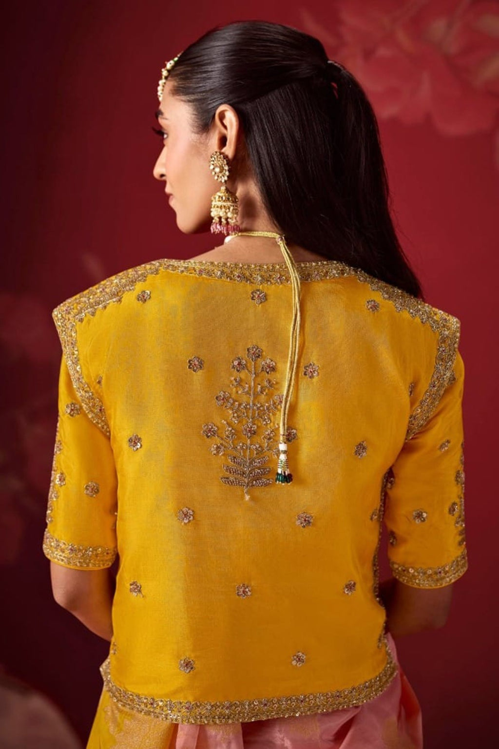 Ombré Dola Crape Silk Saree with Handcrafted Kundan Blouse