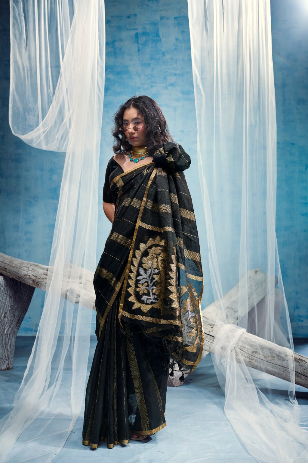 Premium Munga Cotton Handloom Saree with Matching Blouse