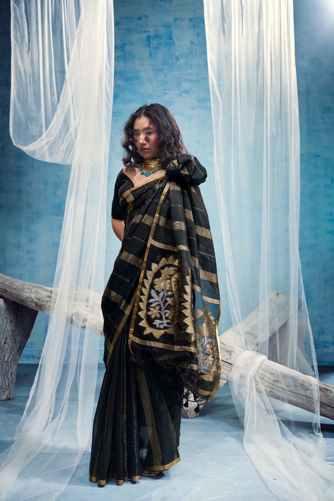 Premium Munga Cotton Handloom Saree with Matching Blouse