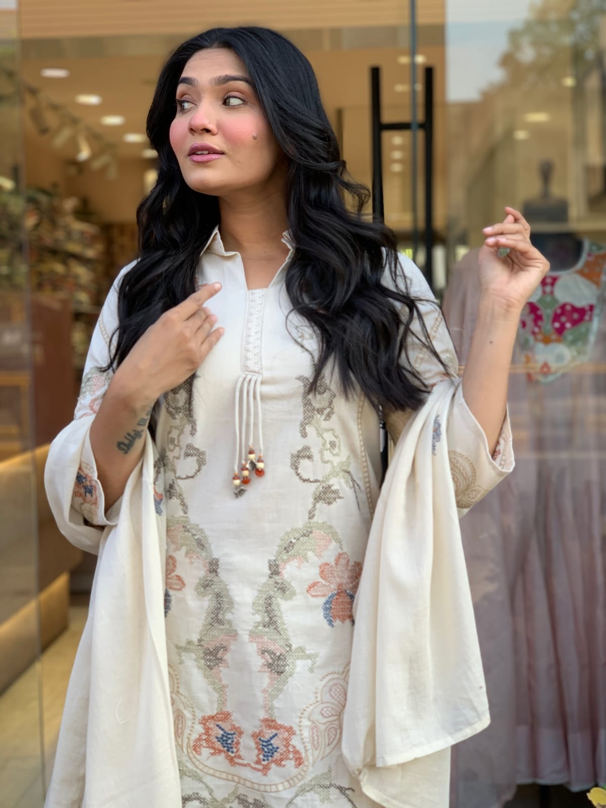 Premium Cotton Flex Embroidered Kurti Set – Elegant Summer Grace