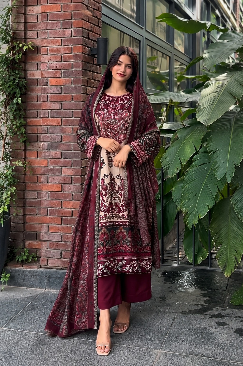 Printed Heavy Cotton Kurti Set with Sequin Embroidery | Ready to Wear
