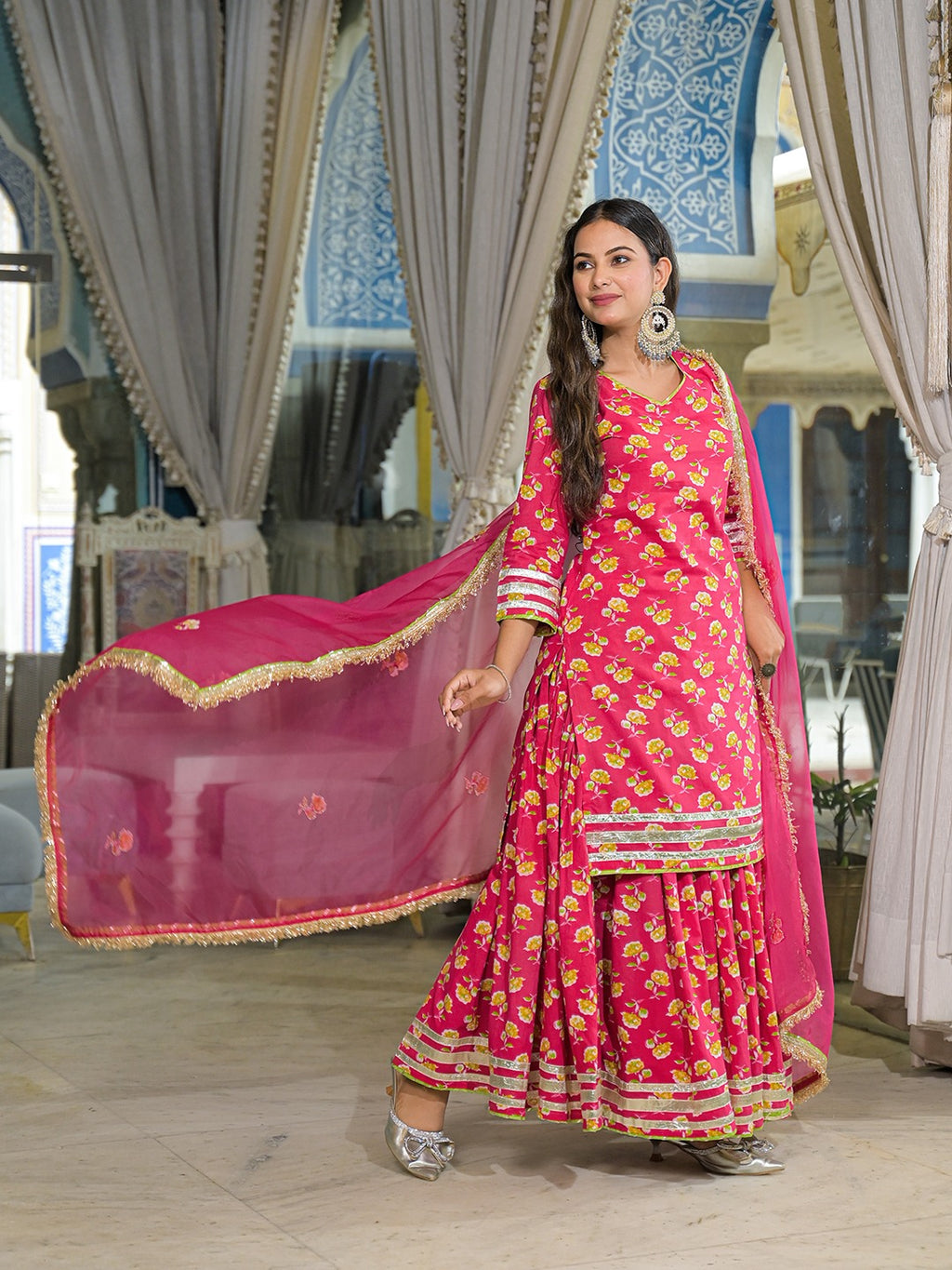 Pink Kurti Lehenga Sets With Dupatta