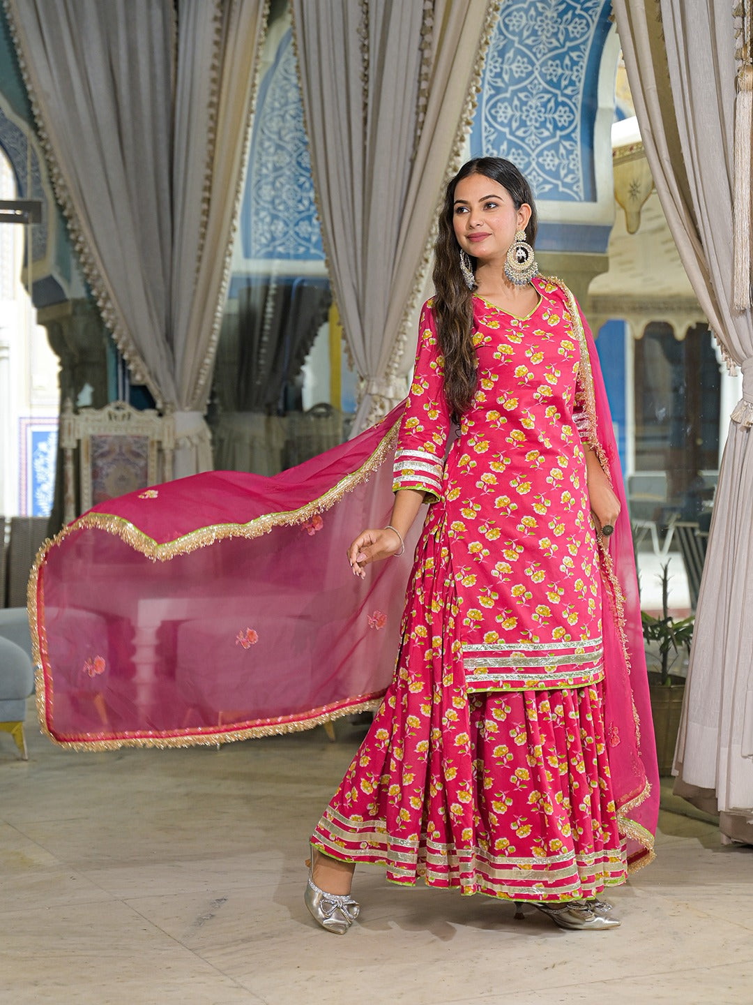 Pink Kurti Lehenga Sets With Dupatta