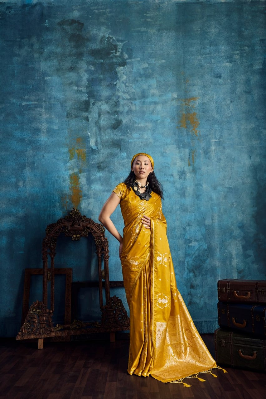 Pure Satin Handloom Weaving Silk Saree