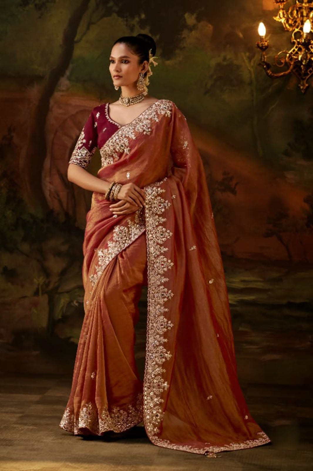 Exquisite Premium Viscose Zari Tissue Saree with Heavy Sequins & Embroidery