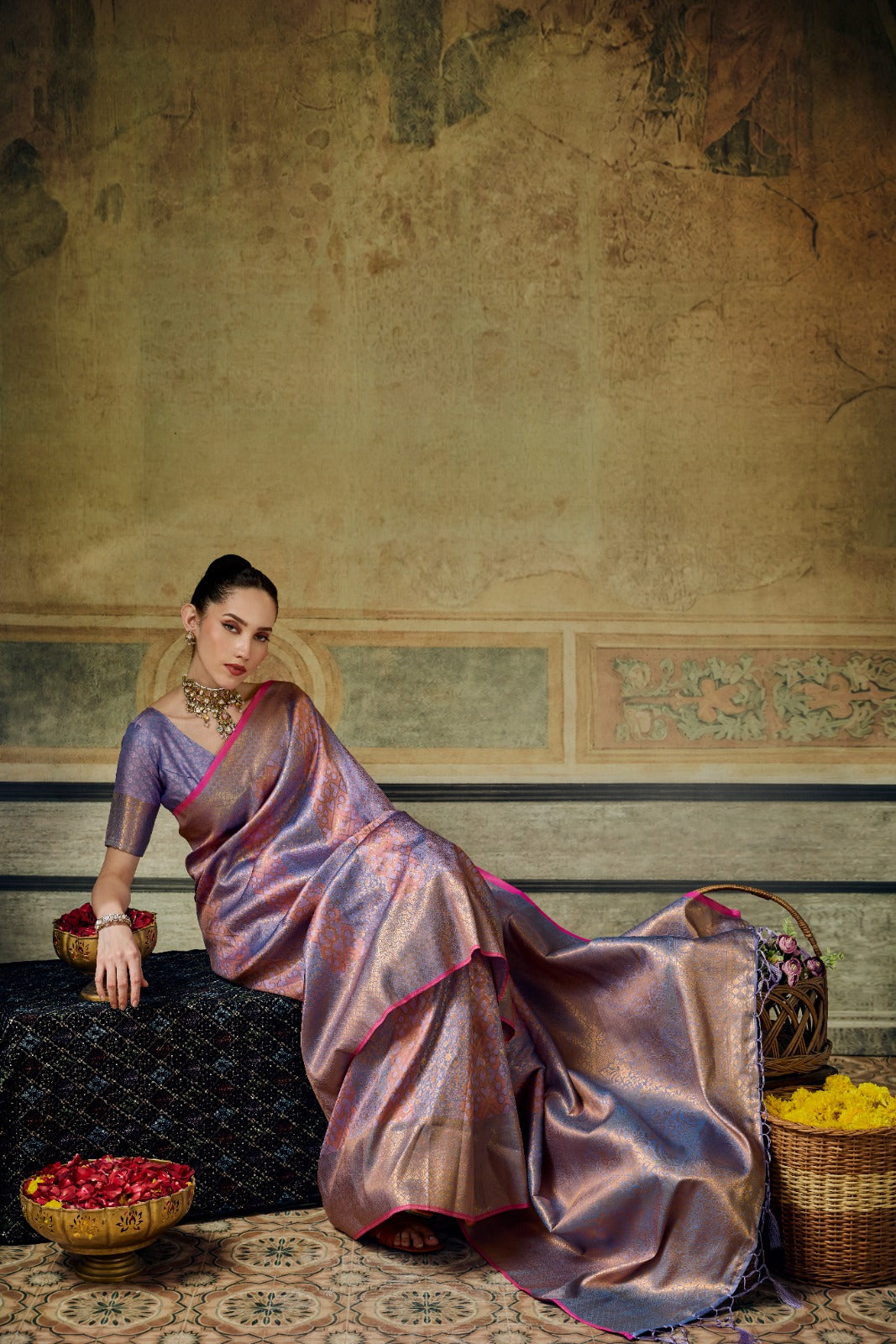 Handloom Silk Saree with Matching Silk Blouse | Festive & Partywear